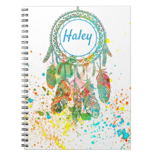 Caderno Espiral Dispersão do Dreamcatcher personalizada