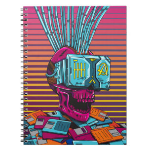 Caderno Espiral Disquete Cyberpunk de Realidade Virtual CyberSkull