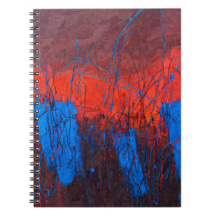 Caderno Espiral Dissipador de Abstrato do Sunset Vermelho Azul Vib