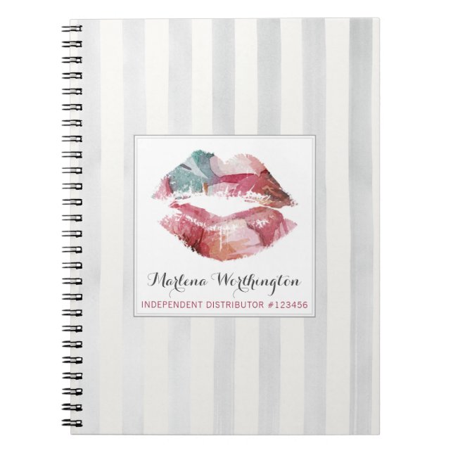 Caderno Espiral Distribuidor de Batom Beijo Aquarela Personalizado (Frente)