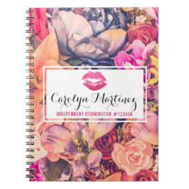 Caderno Espiral Distribuidor de Lipstick Lábios Florais Beijo Pers