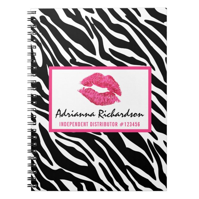 Caderno Espiral Distribuidor de Lipstick Zebra Kiss Lábios persona (Frente)