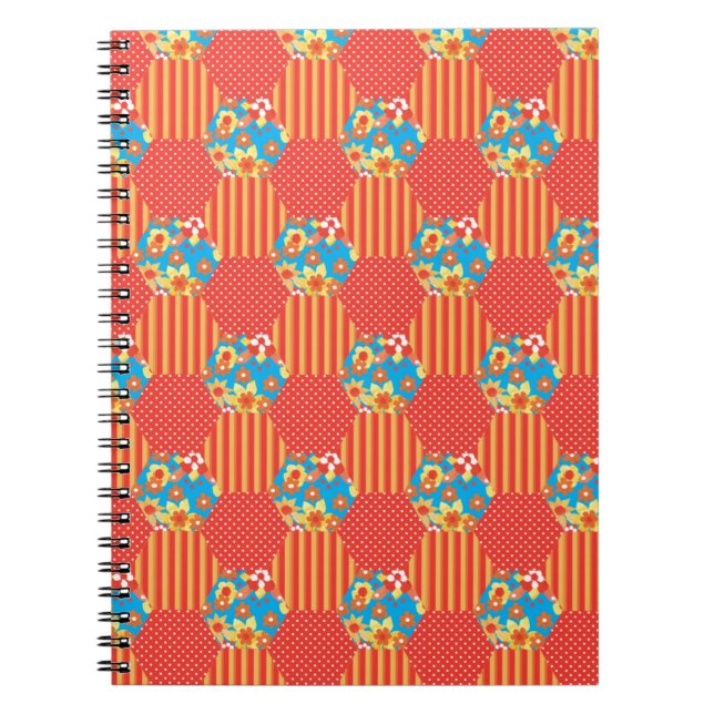 Caderno Espiral Ditsy Floral, Stripes, Bolinhas (Frente)