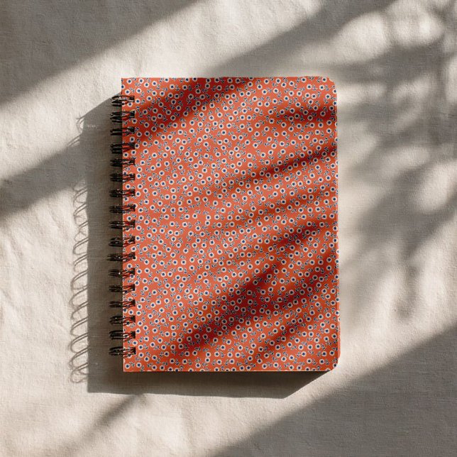 Caderno Espiral Ditsy White Daisies & Cobalt Leaves – Mini Floral (Criador carregado)
