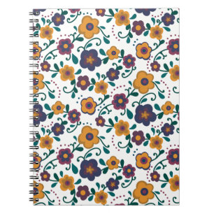 Caderno Espiral Ditzy Folk Art Retro Daisy, de 70 anos, em Jewel T