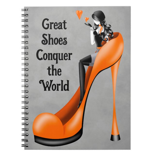 Caderno Espiral Divã da Moda em Stiletto laranja (Frente)