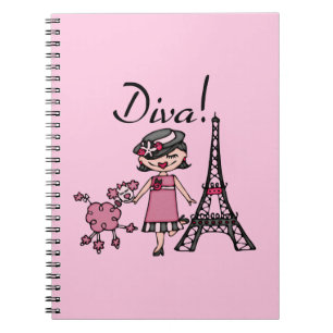 Caderno Espiral Diva do cabelo preto