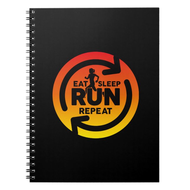 Caderno Espiral Diversão Coma Sono Executar Repetir Sunset Em Pret (Frente)