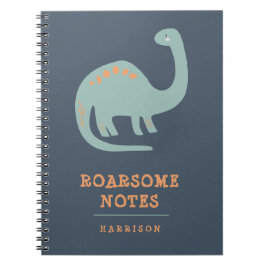 Caderno Espiral Diversão Crianças Dinossauro Azul & Laranja Person