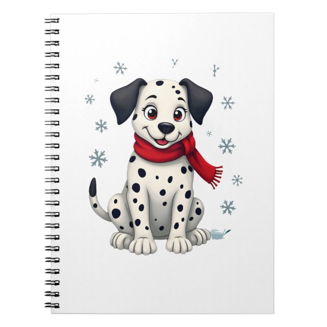 Caderno Espiral Diversão Dalmatiana com Neve (Frente)