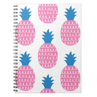 Caderno Espiral Diversão de abacaxi, Design de Vintage sem costura