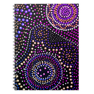 Caderno Espiral Diversão de Mandala Dot Art Azul Espiral Roxo