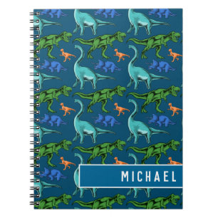 Caderno Espiral Diversão De Padrões De Dinossauro Crianças, Esc