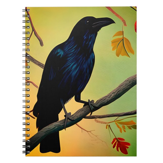 Caderno Espiral Diversão Deliciosa, Raven Emitido Na Ramificação (Frente)