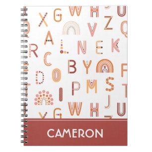 Caderno Espiral Diversão do Rainbow Alphabet Pattern