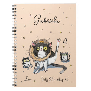 Caderno Espiral Diversão Leo Zodiac King Cat 'Lion' Sinal de estre