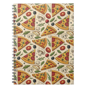 Caderno Espiral Diversão Pizza Festa Pepperoni Pizza Amante Padrão