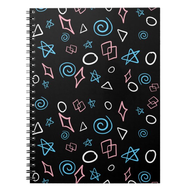 Caderno Espiral Diversão repetindo padrão nas cores trans flag! (Frente)