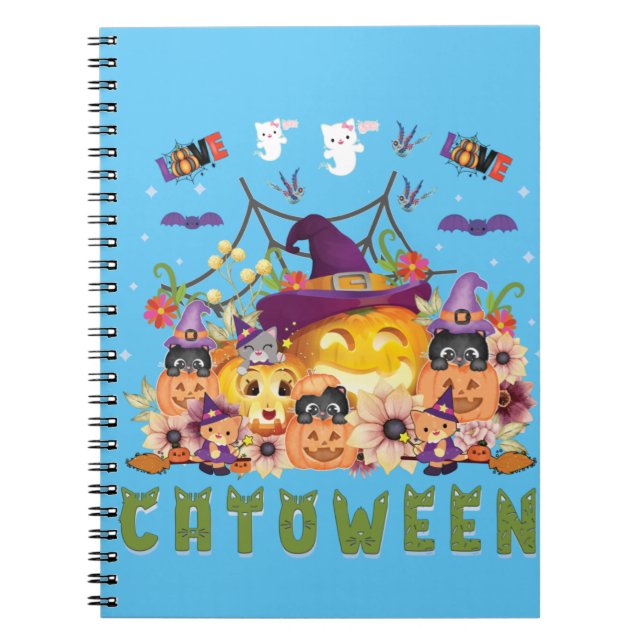 Caderno Espiral Diversão Roxo Hopinteria, Pumpkin Laranja Bastante (Frente)