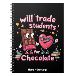Caderno Espiral Diversão "Troco Alunos por Chocolate" no Dia dos N