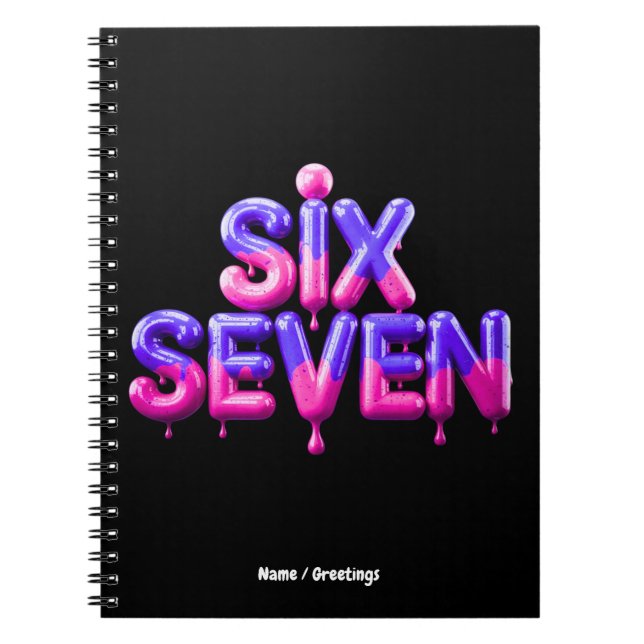 Caderno Espiral Divertido Seis Sete 67 Meme Gen Alpha Estilo Viral (Frente)