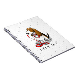Caderno Espiral Divertido Vamos Lá! Caminhar Basset Hound (tri-col