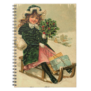 Caderno Espiral Divertimento do inverno do vintage