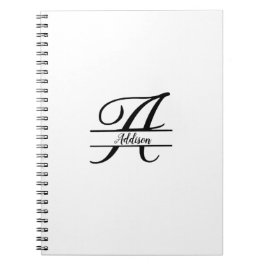 Caderno Espiral Dividir Monograma A-Z Preto e Branco