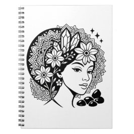 Caderno Espiral Divina Feminina Mandala Art Floral Crystal Deusa