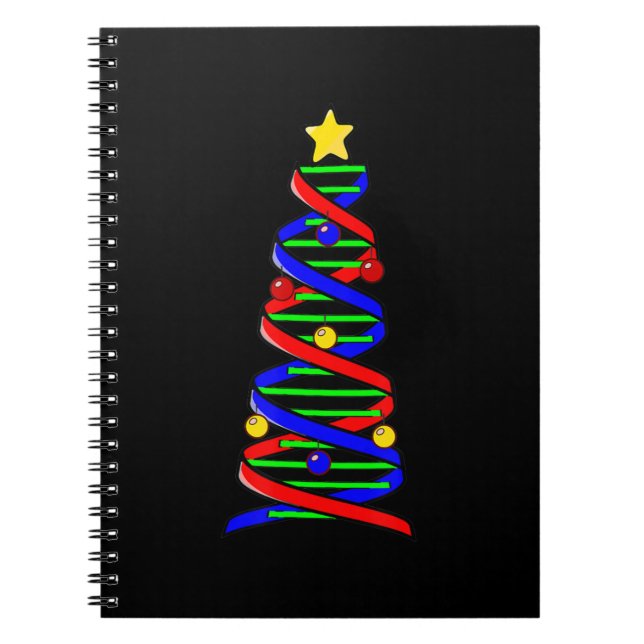 Caderno Espiral DNA Helix Christmas Tree Life Science Biology (Frente)