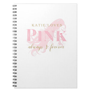 Caderno Espiral Do amor do rosa silhueta feminino e nome da mulher