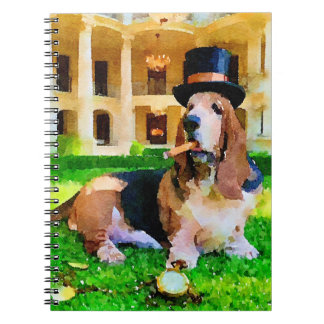 Caderno espiral do basset hound milionário