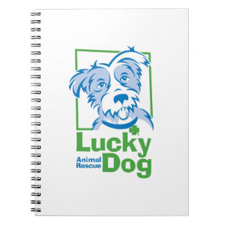 Caderno espiral do cão afortunado (6,5" x 8,75")