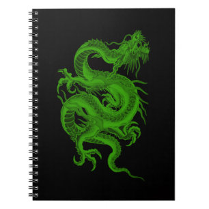 Caderno espiral do Draco do dragão verde