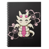 Caderno espiral do dragão cor-de-rosa de Kawaii
