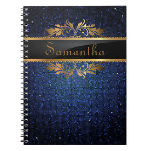 Caderno espiral do Glitz azul do disco do Sequin