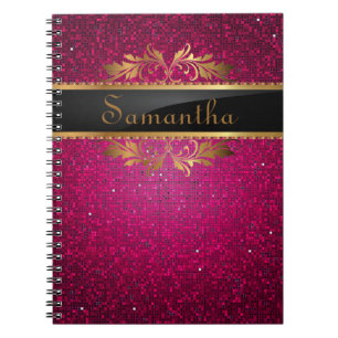 Caderno espiral do Glitz cor-de-rosa do disco do