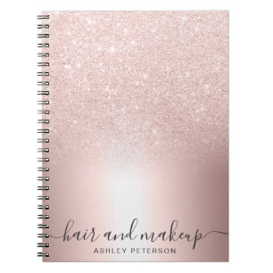 Caderno Espiral Do ombre cor-de-rosa do brilho do ouro do cabelo
