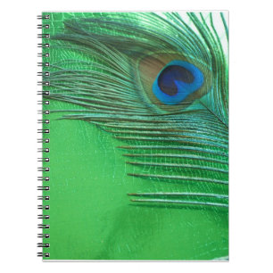Caderno Espiral Do pavão da pena vida verde e branca ainda