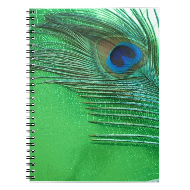 Caderno Espiral Do pavão da pena vida verde e branca ainda (Frente)