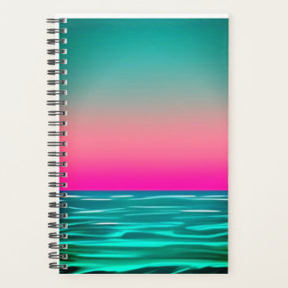 caderno espiral do planejador de praia retrô
