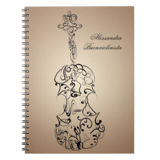 Caderno espiral do rabisco do violino