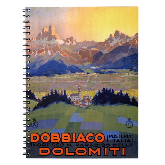 Caderno Espiral Dobbiaco Toblach Itália Viagens vintage (Frente)