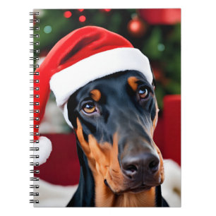 Caderno Espiral Doberman Christmas