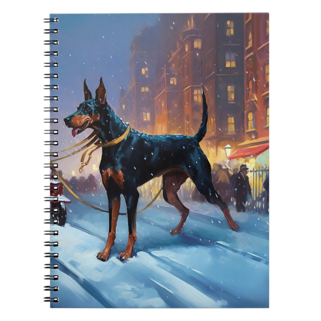 Caderno Espiral Doberman Christmas Fesason Season (Frente)