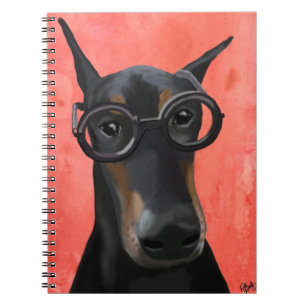Caderno Espiral Doberman Com Óculos
