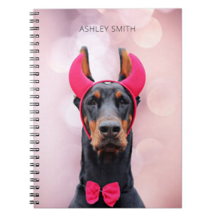 Caderno Espiral Doberman no Diabo Costume