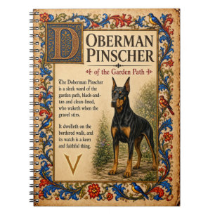Caderno Espiral Doberman Pinscher, Arte Medieval de Bestiário