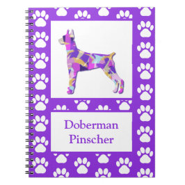 Caderno Espiral Doberman Pinscher Cachorro Silhoule Purple PY&B