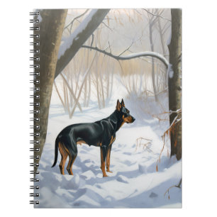 Caderno Espiral Doberman Pinscher Deixe Nevar Natal